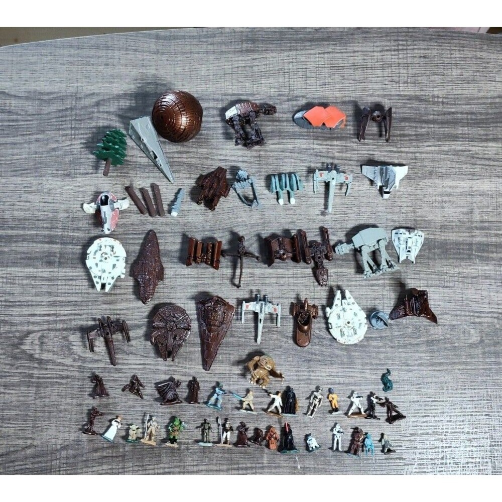 Lot Of Vintage Star Wars Micro Machines Clear  Painted Ships and Figures